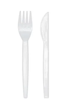 Plastic knife and fork Stock Photos
