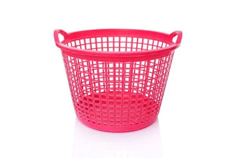 Plastic laundry basket. Stock Photos