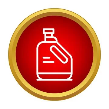 Plastic laundry detergent bottle icon in a red circle Stock Illustration
