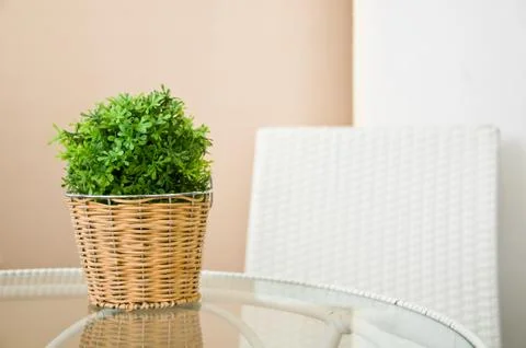 The plastic leave in the basket Stock Photos