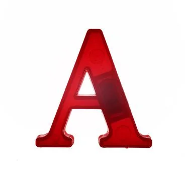 Plastic letter A on magnet isolated on white background, top view Foto stock