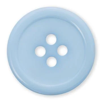 Plastic light blue button isolated on white background, top view macro close  Stock Illustration