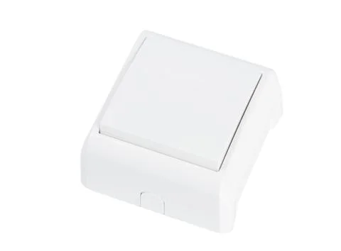 Plastic light switch control isolated on white background Stock Photos