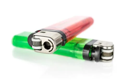 Plastic lighter isolated on white Stock Photos