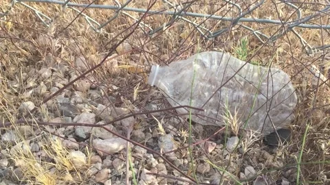 Plastic Litter and garbage in the desert Stock Footage 134906778