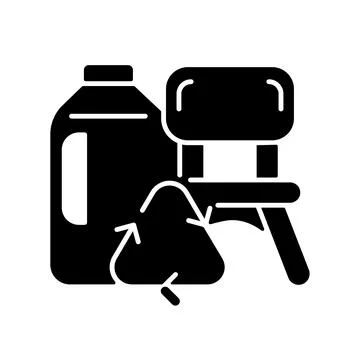 Plastic lumber from plastic bottles black glyph icon Stock Illustration