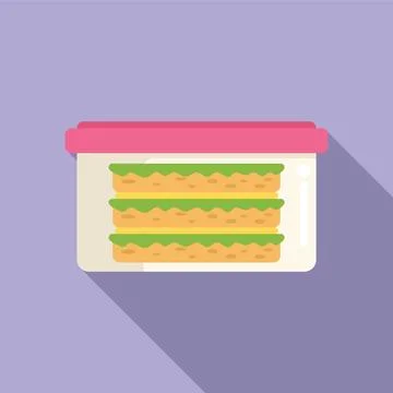 Plastic lunchbox holding stack of sandwiches for school or office lunch break Stockillustratie