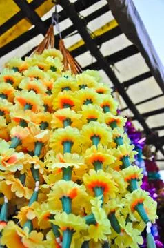 Plastic marigold flower Stock Photos