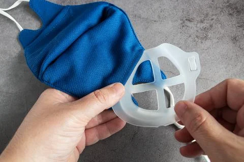 Plastic mask protector helps you breathe better,covid19 Stock Photos