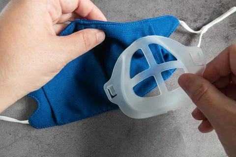 Plastic mask protector helps you breathe better,covid19 Stock Photos