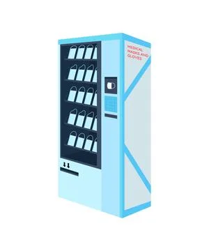 Plastic masks vending machine flat color vector objects Stock Illustration