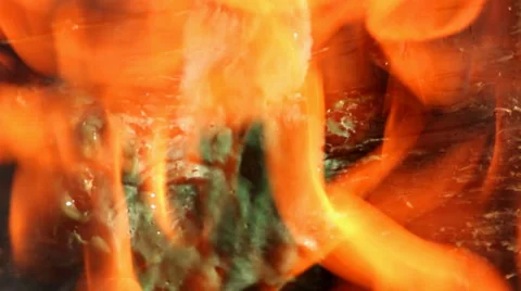 Plastic material burning in flames - close-up Stock Footage 57461674