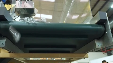 Plastic material for pet bottle production. Special equipment. Plastics Stock Footage 85894228