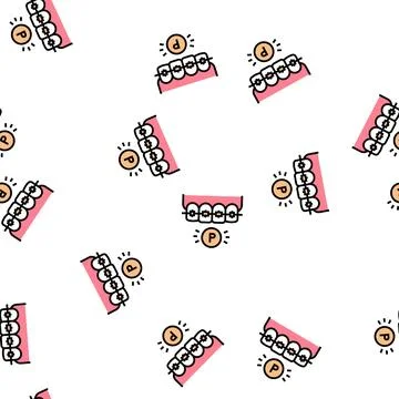 Plastic material tooth braces vector seamless pattern 스톡 일러스트