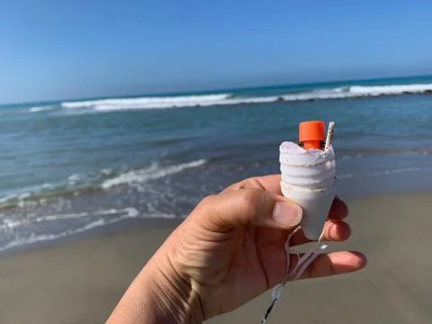 Plastic materials on the beach Stock Photos