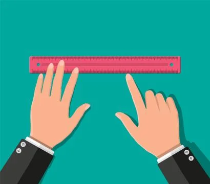 Plastic measuring ruler in hand. Stock Illustration