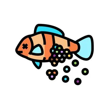 Plastic microbeads in fish color icon vector illustration Stock Illustration