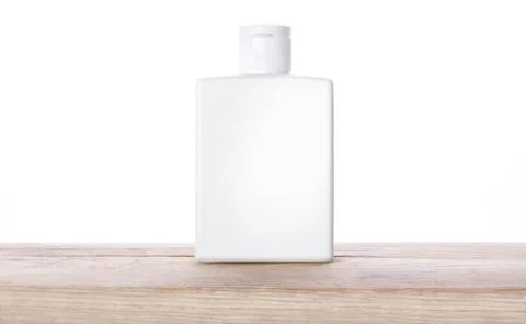Plastic mockup white rectangular bottle Stock Photos