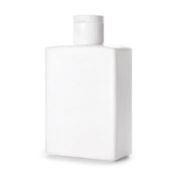 Plastic mockup white rectangular bottle Stock Photos