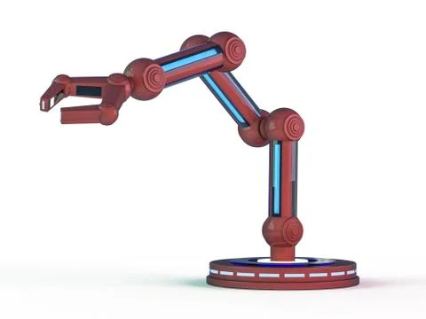 Plastic model of industrial red robotics arm Robot manipulator. 3D Stock-Illustration