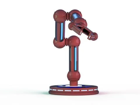 Plastic model of industrial red robotics arm Robot manipulator. 3D Stock-Illustration