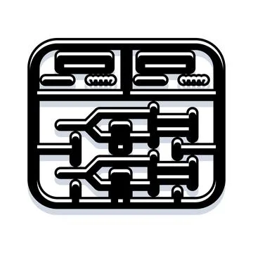 Plastic model kit parts on a sprue frame 库存插图