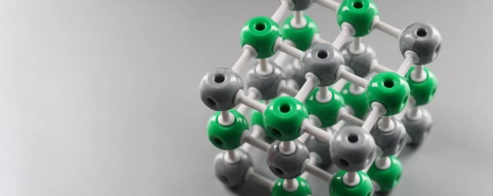 Plastic model of a molecule, crystal lattice of an atom Stock Photos