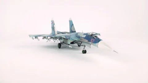 Plastic Model of the Su-33 Deck Fighter Close-Up. Stock-Footage 295640189