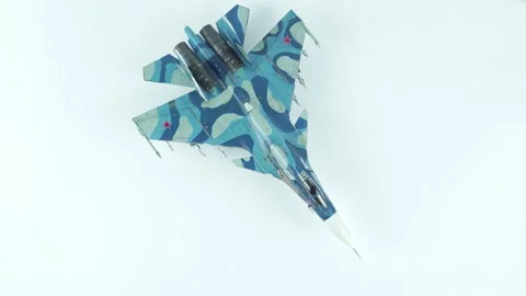 Plastic Model of the Su-33 Deck Fighter, Top View. Stock-Footage 295640218