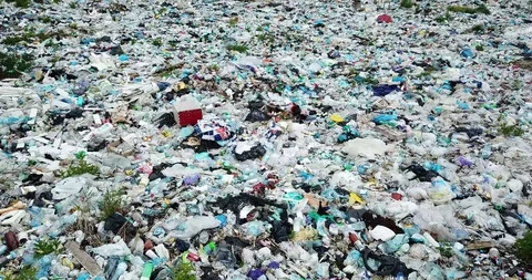 Plastic in the mountains, Mountain garbage, large garbage pile Stock Footage 112428786