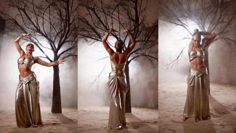 Plastic movements in oriental dance. The emphasis on the curve of the back  Stock Footage 314647221