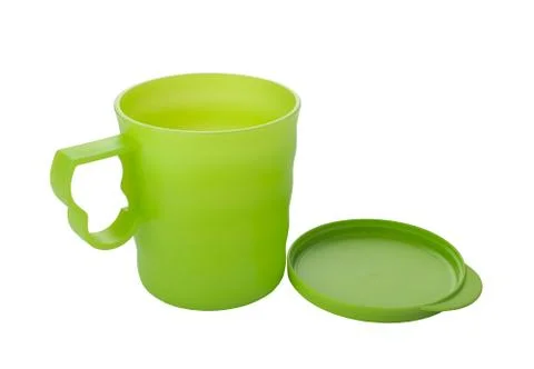 Plastic mug with lid Stock Photos