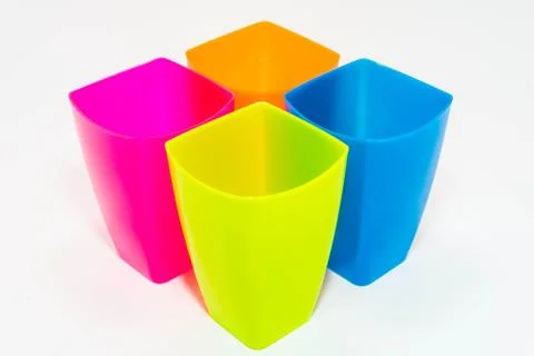 Plastic mugs isolated Stock Photos