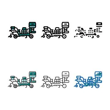 Plastic mulch layer farm equipment color edition icon vector Stock Illustration