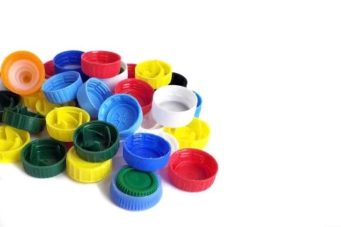 Plastic multi-colored bottle caps Stock Photos
