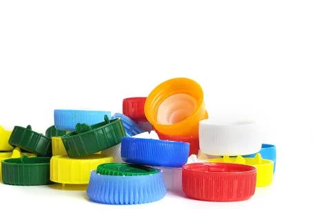 Plastic multi-colored bottle caps Stock Photos