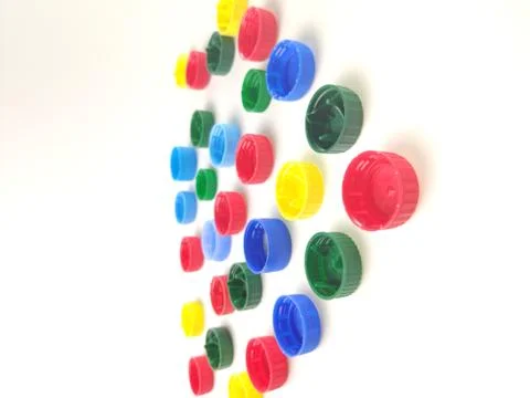 Plastic multi-colored bottle caps Stock Photos