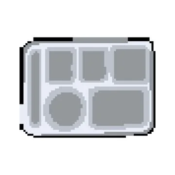 Plastic multi section meal tray pixel art vector illustration Stockillustratie
