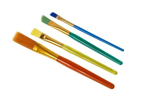 Plastic multicolor brush for paint isolated on the white background Stock Photos