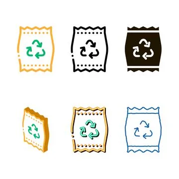 Plastic multistyle parcel bag with recycle mark vector icon イラスト素材