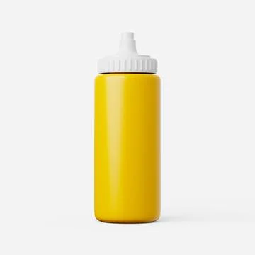 Plastic mustard bottle on a plain background. 3d render. Stock Illustration