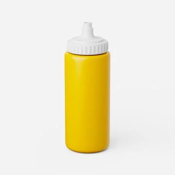 Plastic mustard bottle on a plain background. 3d render. Stock Illustration