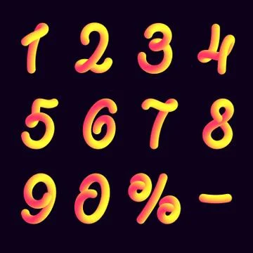 Plastic numbers in 3d style Stock Illustration