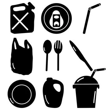 Plastic objects Hand drawn doodle set 스톡 일러스트