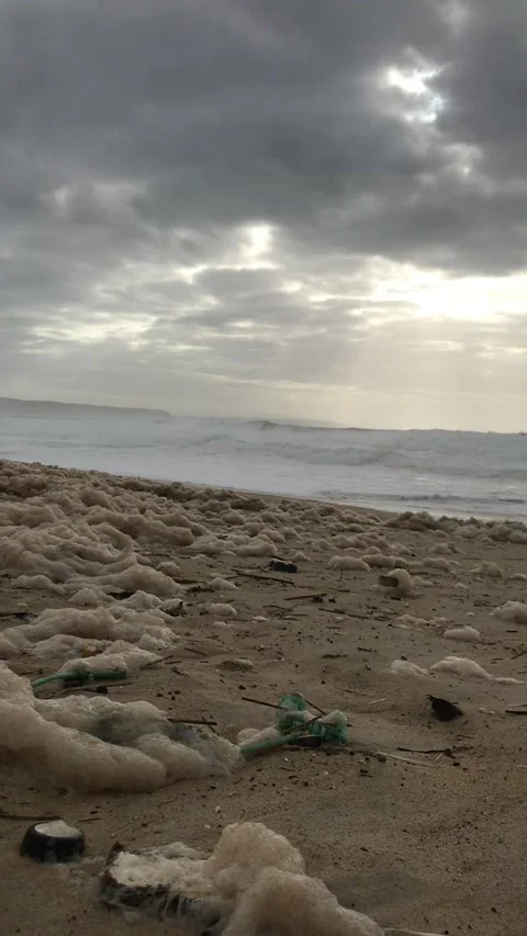 Plastic ocean beach Stock Footage 143801572