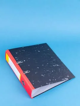 Plastic office folder on blue background. Office Folder Template Stock Photos