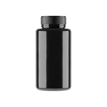 Plastic opaque bottle isolated on white background, 3D illustration. Stock Photos