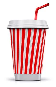 Plastic or paper drink cup with straw Stock Illustration