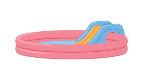 Plastic or rubber inflatable pool with slide flat vector illustration isolate Stock Illustration