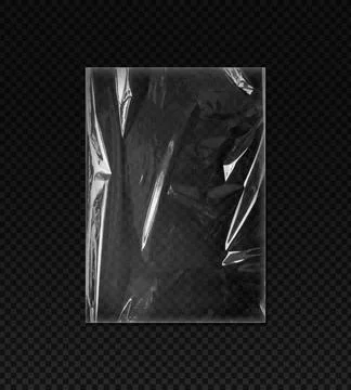Plastic or vinyl wrap texture with wrinkles, vector polyethylene sleeve PVC Illustrazione stock